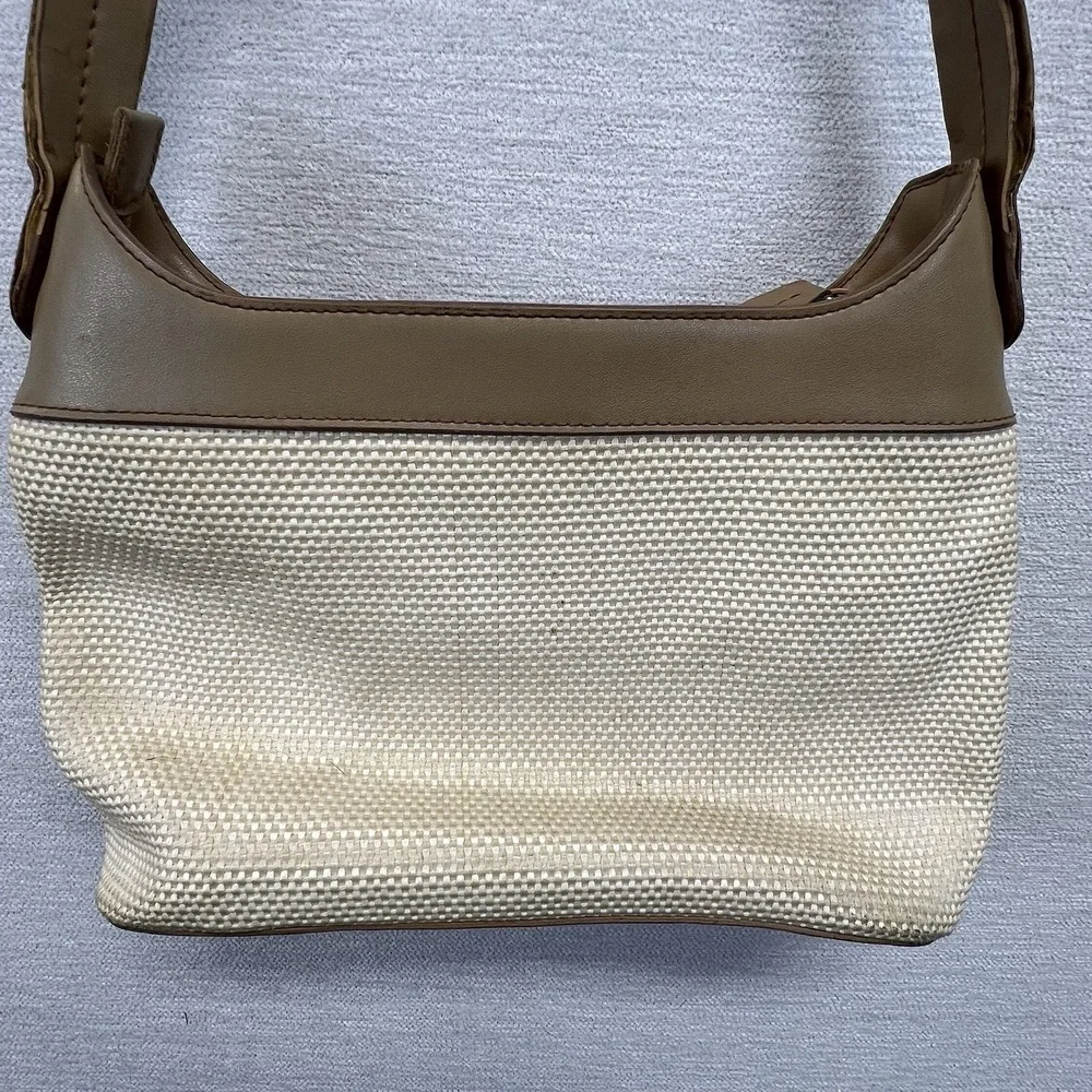 Etienne Aigner‎ Vintage Woven Bag Purse Faux Leather Trim 10x7x3.5